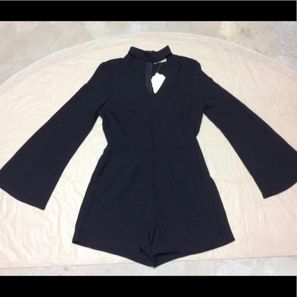 Black Romper w/Choker Neck and Peekaboo Bust Area